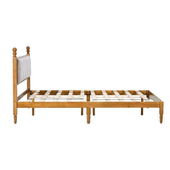Wooden Bed Frame With Upholstered Headboard In Fabric | Phonax Services