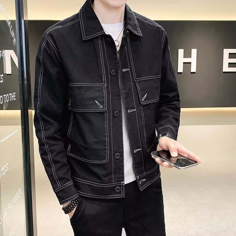Workwear Loose Trendy Denim Men's Jacket | Phonax Services