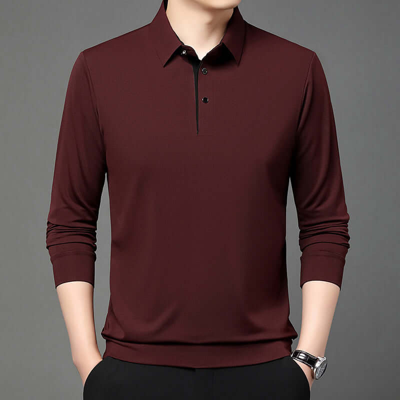 Men’s Long Sleeve Casual Polo Shirt – Straight Fit Pullover with Collar (M–4XL, Multiple Colors) | Phonax Services